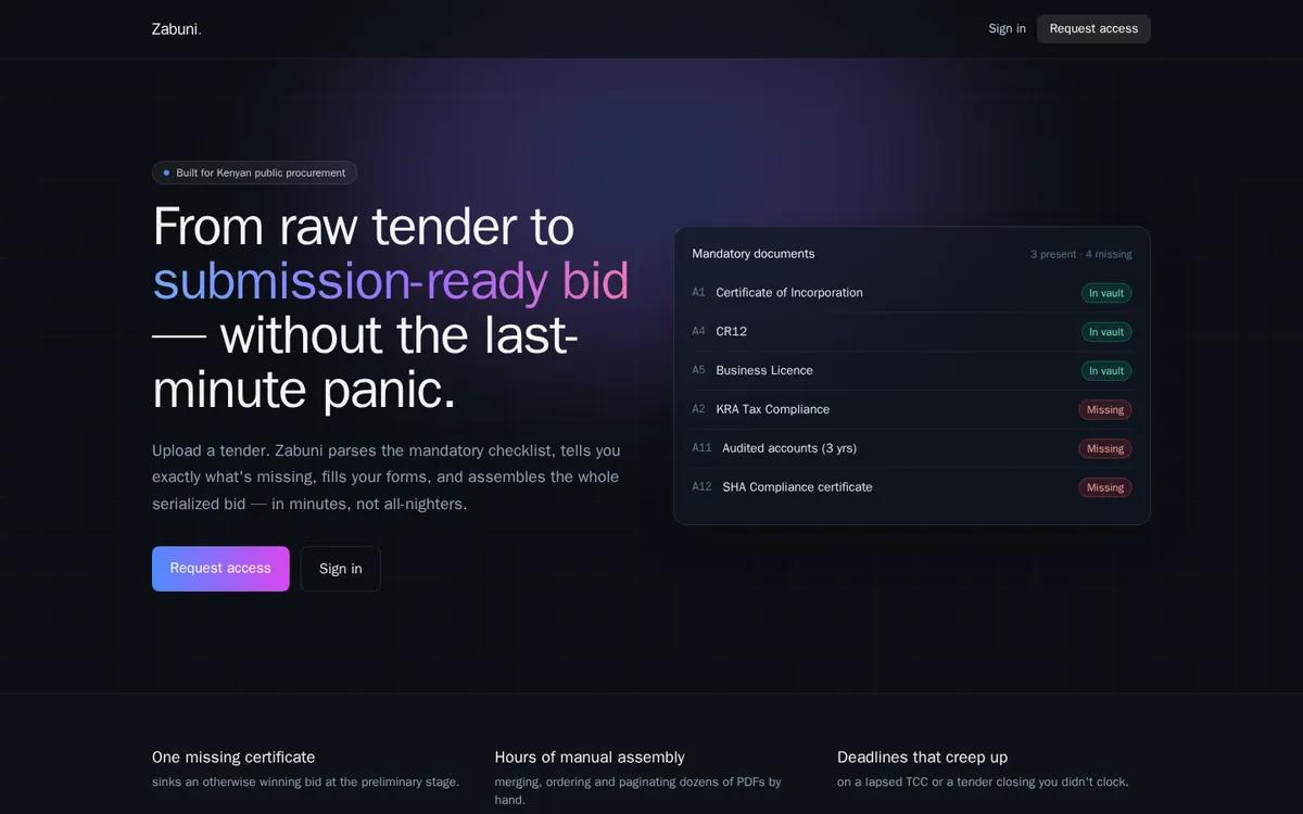 Screenshot of Zabuni